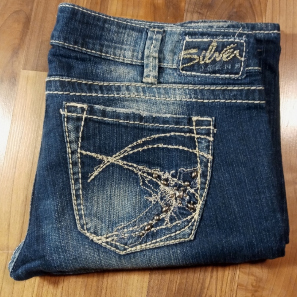 Silver Jeans studded boot cut denim embroidered